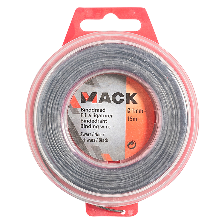 Mack 1015189 - Alambre para atar templado negro. pasatiempo ø1mm - 15m | 6 piezas