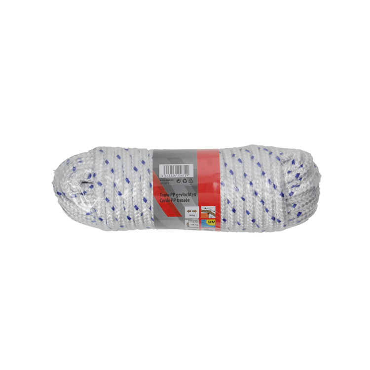 Mack 1013977 - pp trenzado blanco hilo azul 8mm 15m | 5 piezas