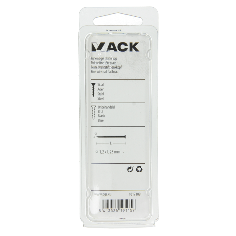 Mack 1017109 - Clavo fino cabeza plana 85 gr 1,2 x 25 mm | 5 piezas