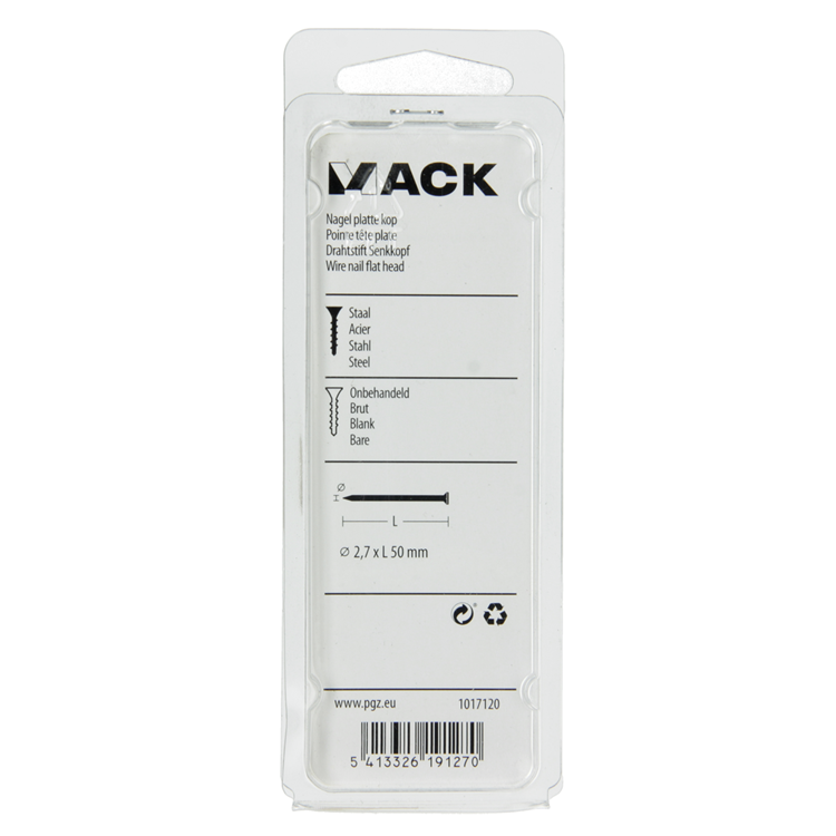 Mack 1017120 - clavo cabeza plana 100 gr 2,7 x 50 mm | 5 piezas