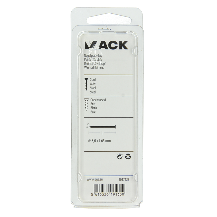 Mack 1017123 - clavo cabeza plana 130 gr 3,0 x 65 mm | 5 piezas
