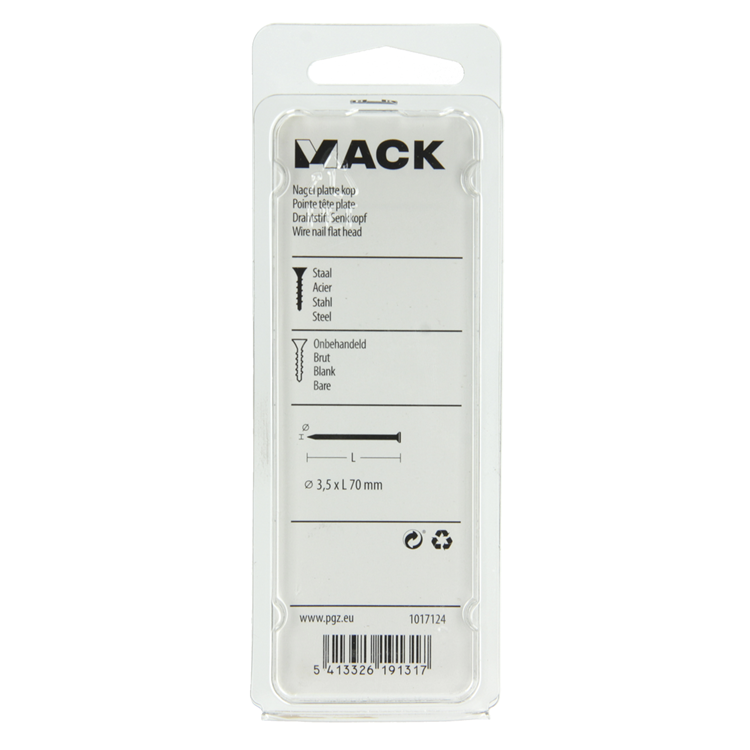 Mack 1017124 - clavo cabeza plana 150 gr 3,5 x 70 mm | 5 piezas
