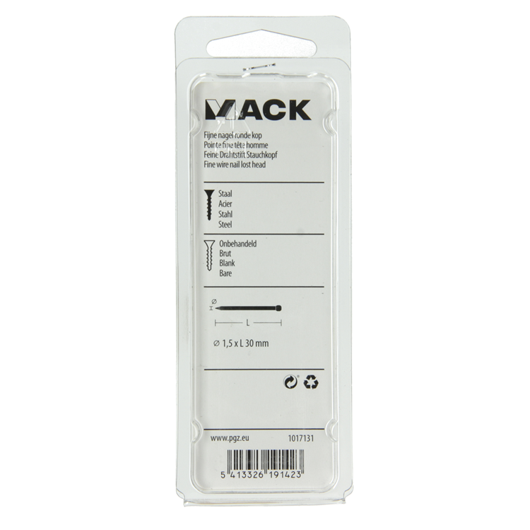 Mack 1017131 - Clavo fino cabeza redonda 85 gr 1,5 x 30 mm | 5 piezas