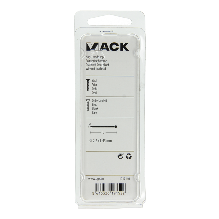 Mack 1017140 - clavo cabeza redonda 120 gr 2,2 x 45 mm | 5 piezas