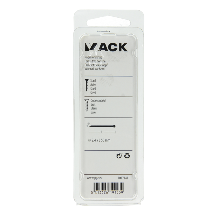 Mack 1017141 - clavo cabeza redonda 130 gr 2,4 x 50 mm | 5 piezas