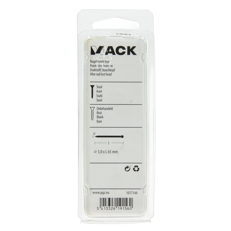 Mack 1017144 - clavo cabeza redonda 150 gr 3,0 x 65 mm | 5 piezas