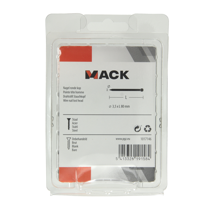 Mack 1017146 - clavo cabeza redonda 180 gr 3,5 x 80 mm | 5 piezas