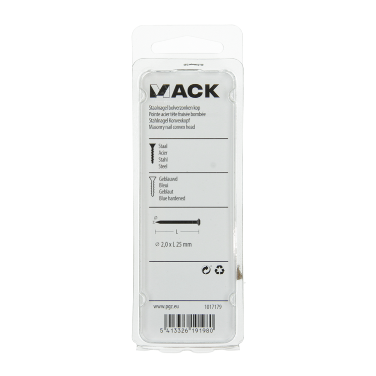 Mack 1017179 - clavo de acero bvk acero pavonado 40 gr 2,0 x 25 mm | 10 piezas