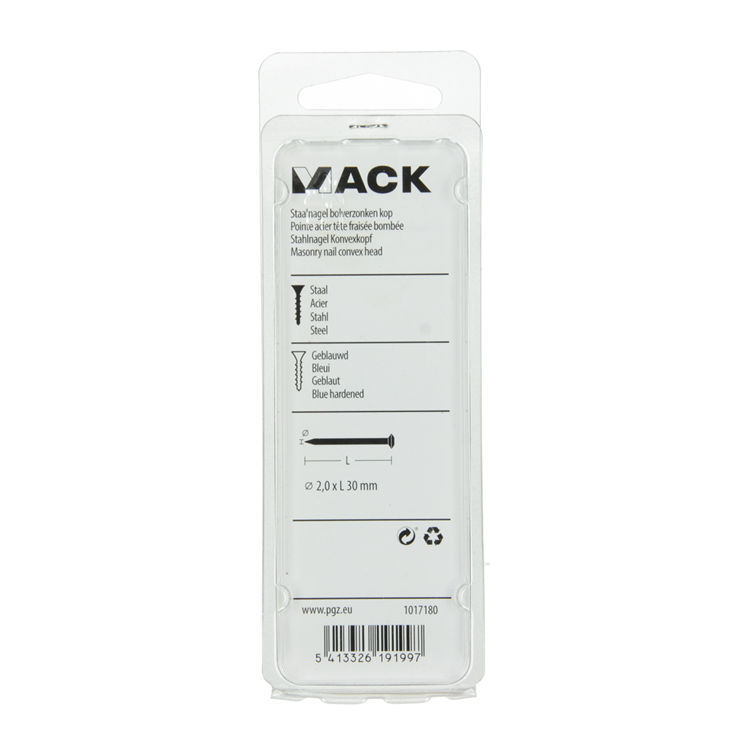 Mack 1017180 - clavo de acero bvk acero pavonado 45 gr 2,0 x 30 mm | 10 piezas