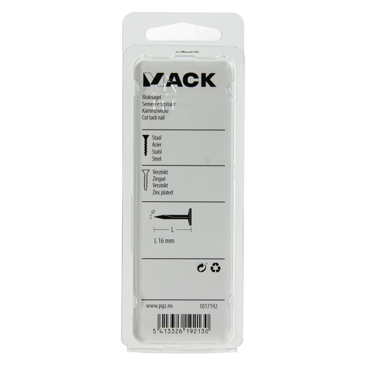 Mack 1017192 - bloque clavo acero galvanizado 50 gr16 mm | 10 piezas
