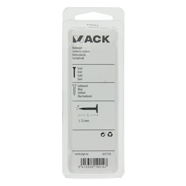 Mack 1017193 - bloque clavo acero pavonado 50 gr12 mm | 10 piezas