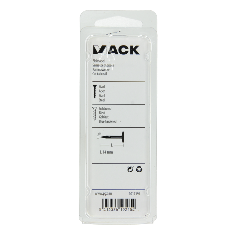 Mack 1017194 - bloque clavo acero pavonado 50 gr14 mm | 10 piezas