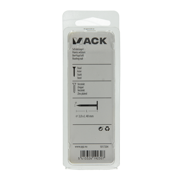 Mack 1017204 - clavo de esquisto de acero galvanizado 100 gr 3,0 x 40 mm | 5 piezas