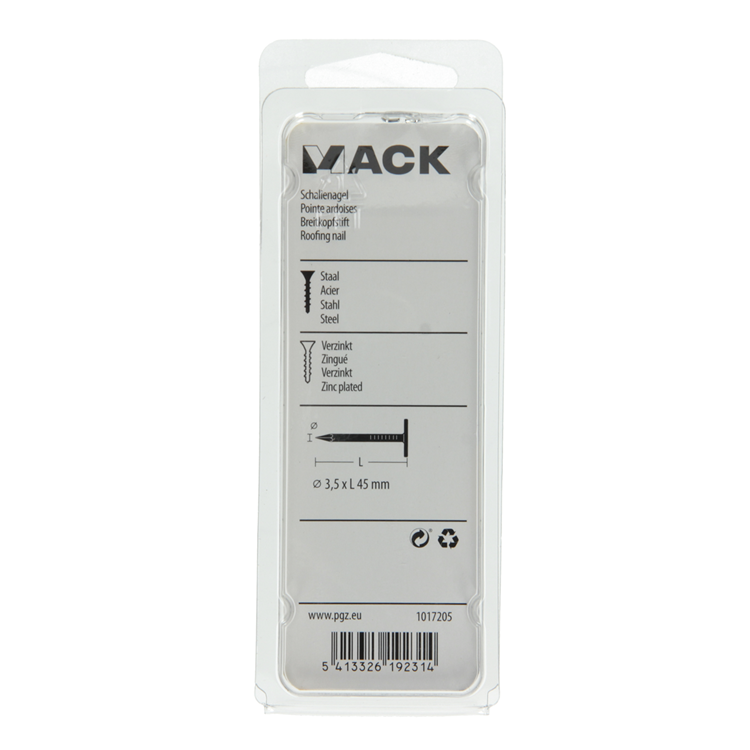 Mack 1017205 - clavo de esquisto de acero galvanizado 100 gr 3,5 x 45 mm | 5 piezas