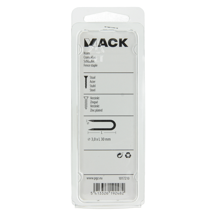 Mack 1017210 - grapa acero galvanizado 100 gr 3,0 x 30 mm | 5 piezas