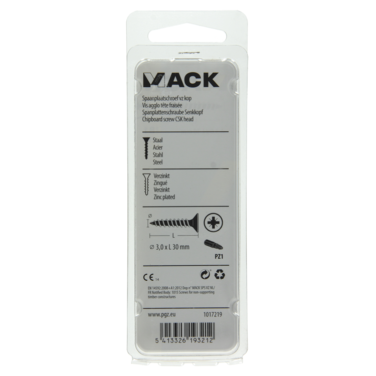 Mack 1017219 - tornillo para aglomerado con cabeza chapada en amarillo 35 piezas 3,0 x 30 mm | 10 piezas