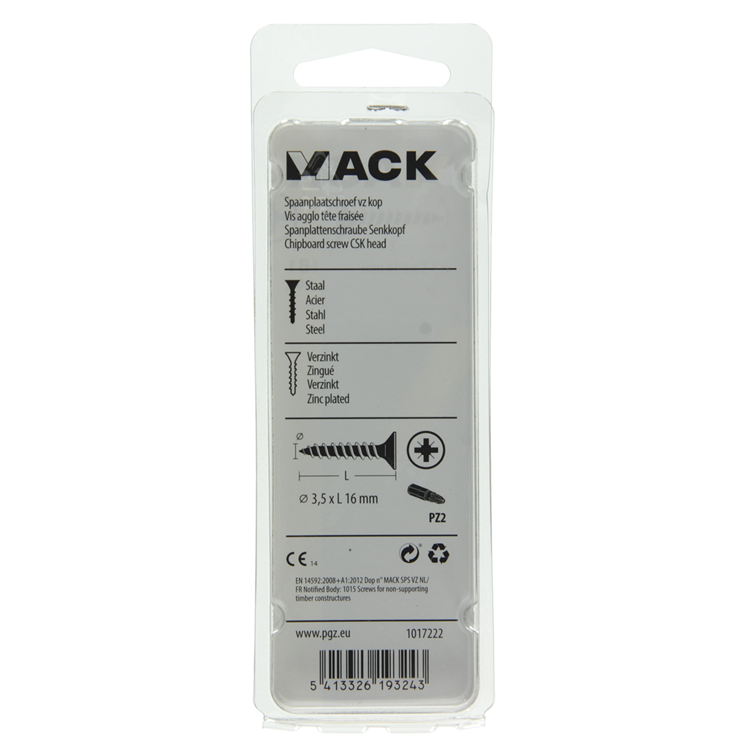 Mack 1017222 - tornillo para aglomerado con cabeza chapado en amarillo 40 piezas 3,5 x 16 mm | 10 piezas