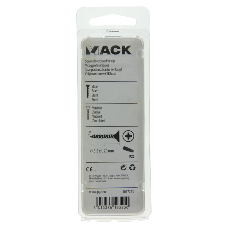 Mack 1017223 - tornillo para aglomerado con cabeza chapada en amarillo 35 piezas 3,5 x 20 mm | 10 piezas