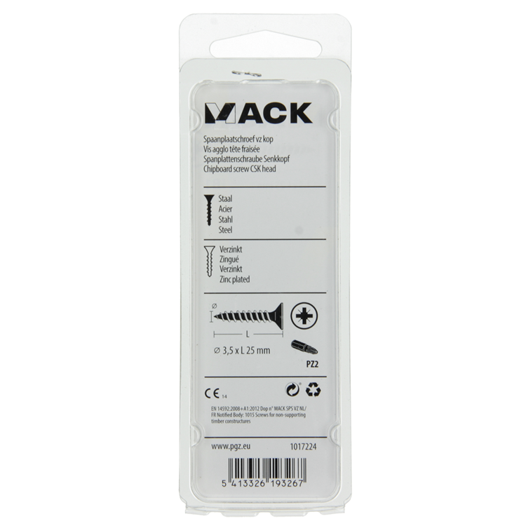 Mack 1017224 - tornillo para aglomerado con cabeza chapada en amarillo 32 piezas 3,5 x 25 mm | 10 piezas