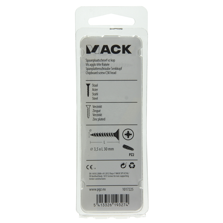Mack 1017225 - tornillo para aglomerado con cabeza chapado en amarillo 26 piezas 3,5 x 30 mm | 10 piezas