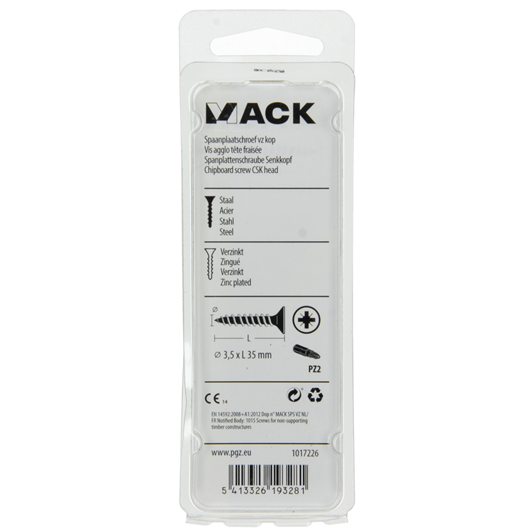 Mack 1017226 - tornillo para aglomerado con cabeza chapado en amarillo 24 piezas 3,5 x 35 mm | 10 piezas