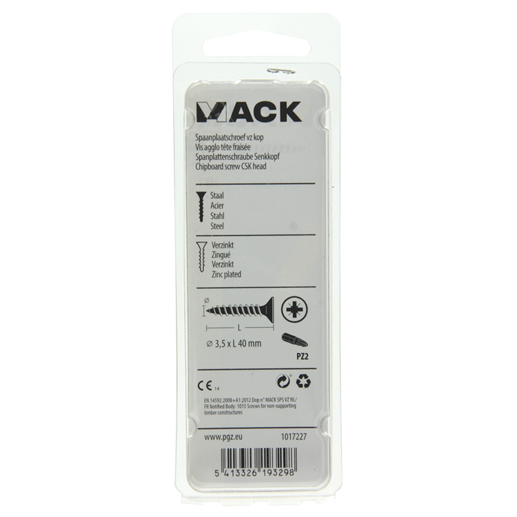 Mack 1017227 - tornillo para aglomerado con cabeza chapado en amarillo 22 piezas 3,5 x 40 mm | 10 piezas