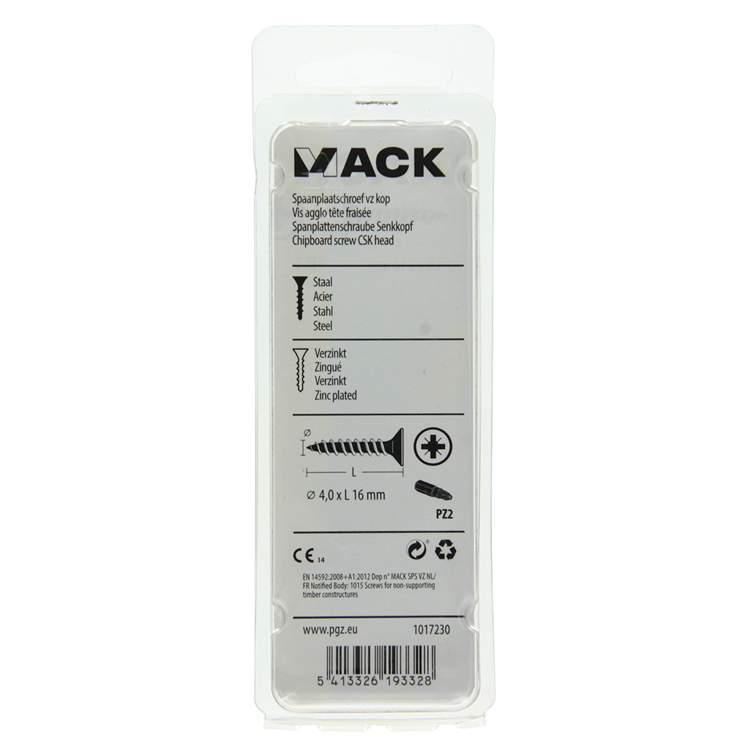 Mack 1017230 - tornillo para aglomerado con cabeza chapada en amarillo 35 piezas 4,0 x 16 mm | 10 piezas