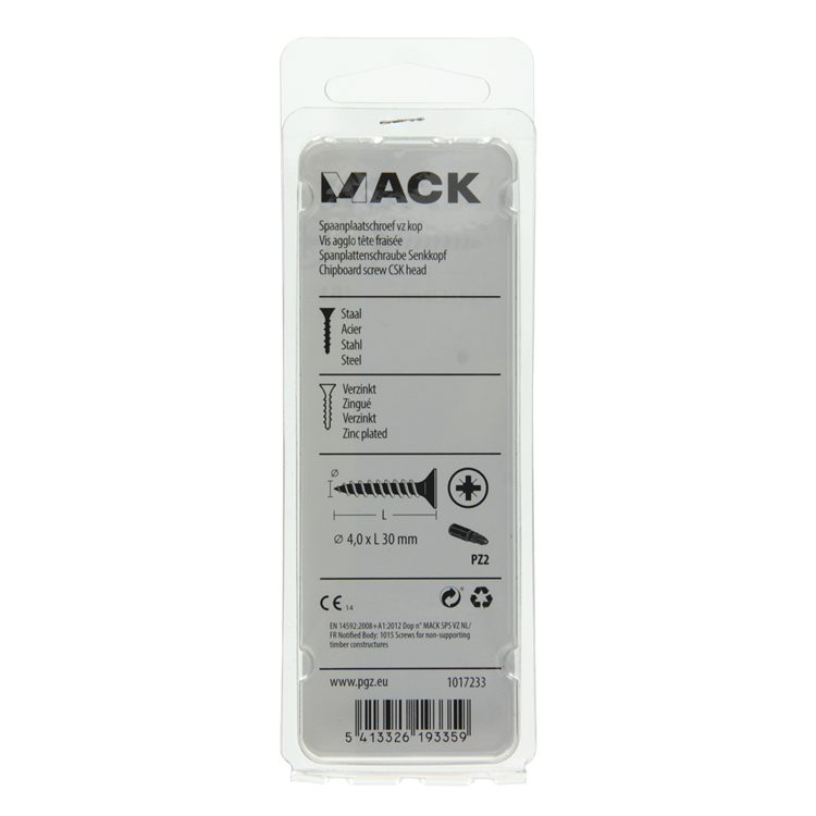 Mack 1017233 - tornillo para aglomerado con cabeza chapado en amarillo 22 piezas 4,0 x 30 mm | 10 piezas