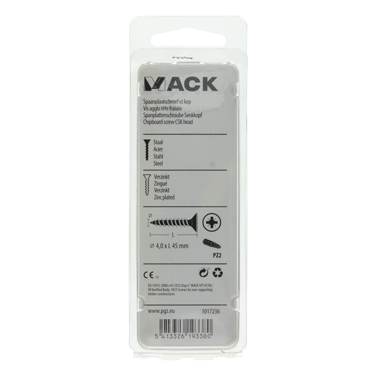 Mack 1017236 - tornillo para aglomerado con cabeza chapado en amarillo 16 piezas 4,0 x 45 mm | 10 piezas