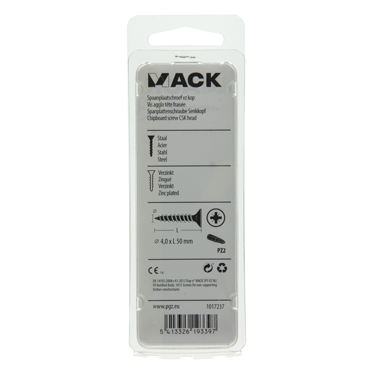 Mack 1017237 - tornillo para aglomerado con cabeza chapado en amarillo 15 piezas 4,0 x 50 mm | 10 piezas