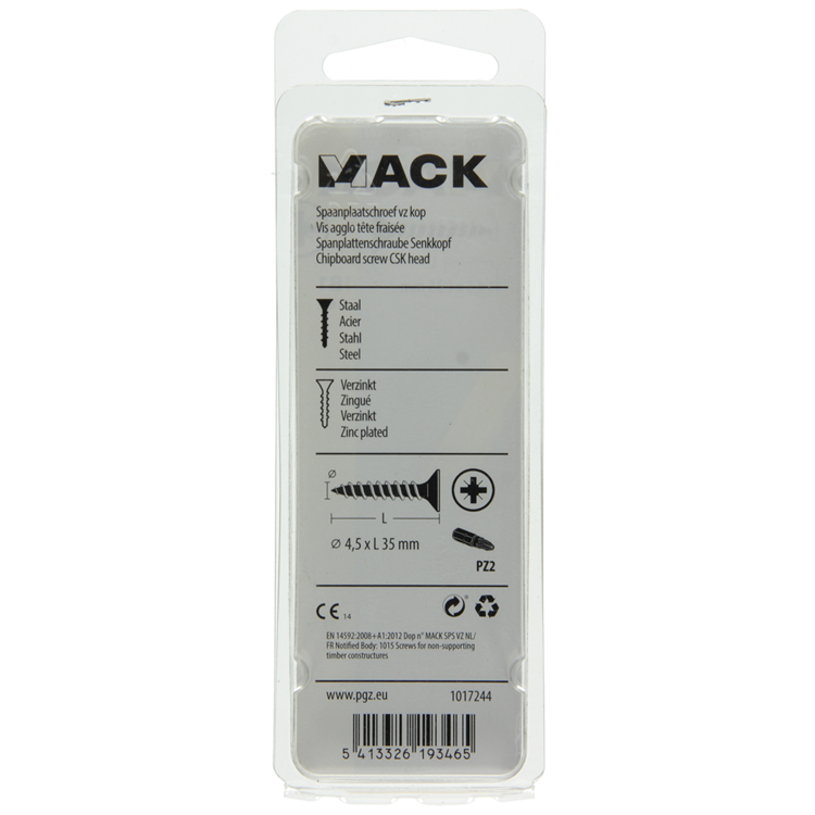 Mack 1017244 - tornillo para aglomerado con cabeza chapada en amarillo 16 piezas 4,5 x 35 mm | 10 piezas