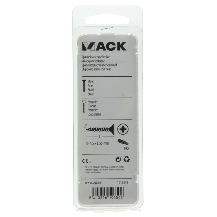 Mack 1017248 - tornillo para aglomerado con cabeza chapada en amarillo 11 piezas 4,5 x 55 mm | 10 piezas