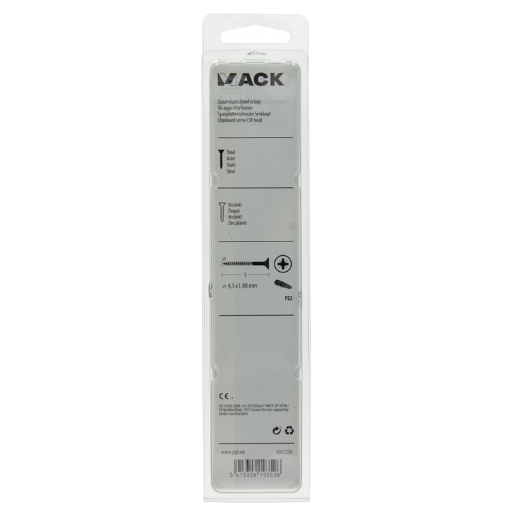 Mack 1017250 - tornillo para aglomerado con cabeza chapada en amarillo. 8 piezas 4,5 x 80 mm | 5 piezas