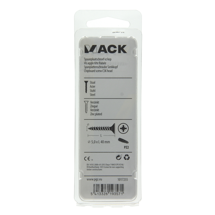 Mack 1017255 - tornillo para aglomerado con cabeza chapado en amarillo 12 piezas 5,0 x 40 mm | 10 piezas