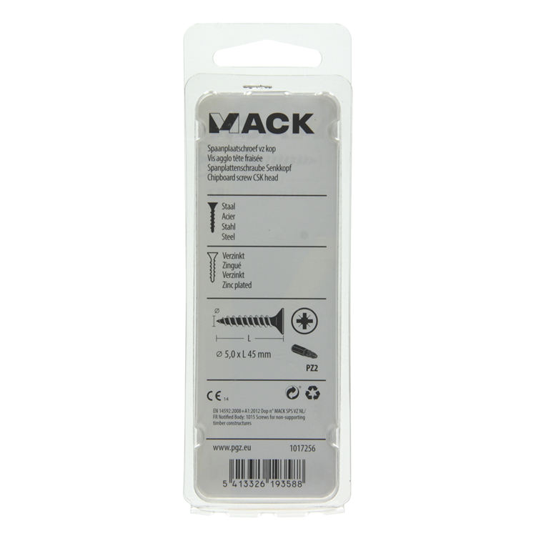 Mack 1017256 - tornillo para aglomerado con cabeza chapada en amarillo 11 piezas 5,0 x 45 mm | 10 piezas