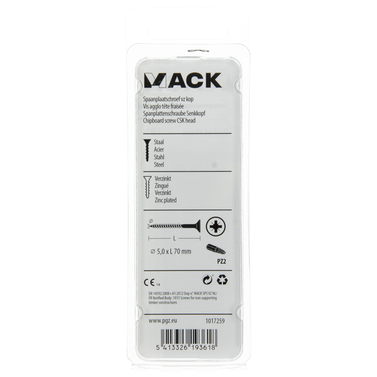 Mack 1017259 - Tornillo para aglomerado con cabeza chapada en amarillo. 7 piezas 5,0 x 70 mm | 10 piezas