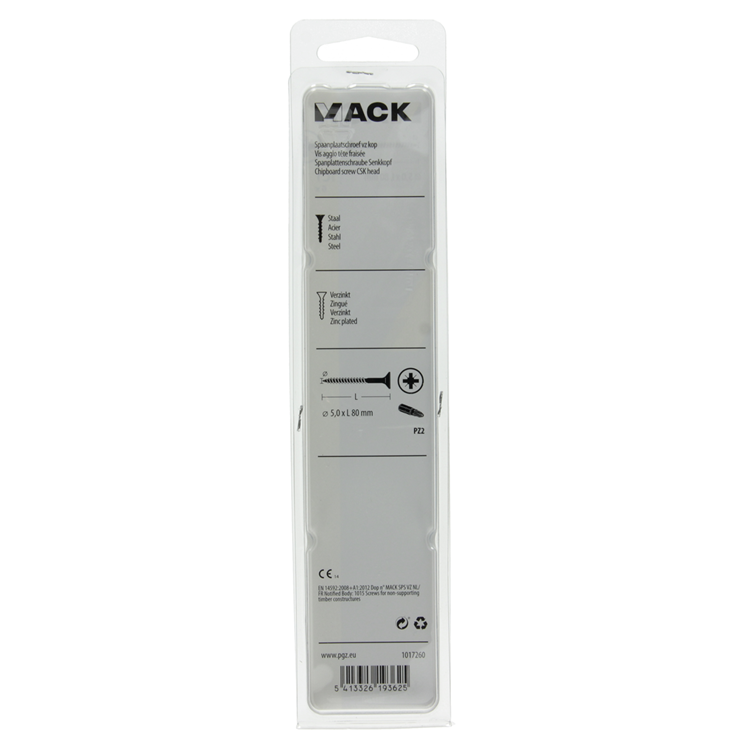Mack 1017260 - tornillo para aglomerado con cabeza chapada en amarillo. 6 piezas 5,0 x 80 mm | 5 piezas