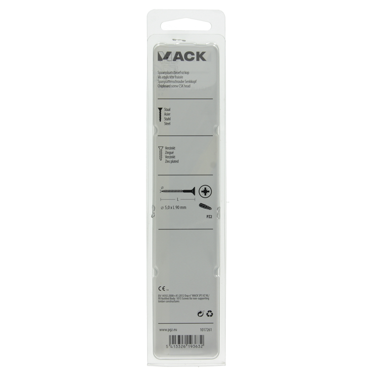 Mack 1017261 - tornillo para aglomerado con cabeza chapada en amarillo. 5 piezas 5,0 x 90 mm | 5 piezas
