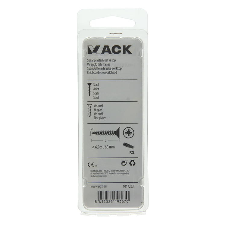 Mack 1017263 - tornillo para aglomerado con cabeza chapada en amarillo. 6 piezas 6,0 x 60 mm | 10 piezas
