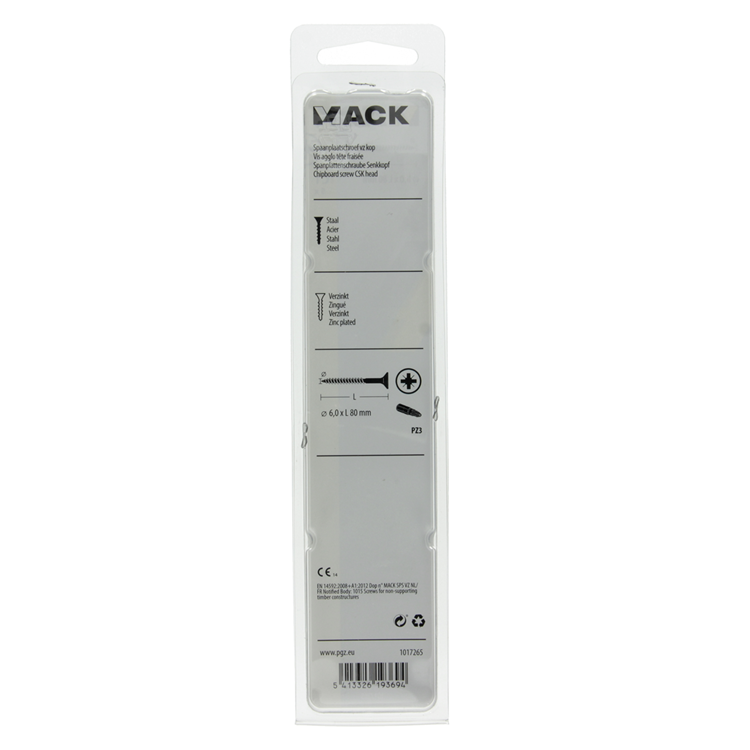 Mack 1017265 - tornillo para aglomerado con cabeza chapada en amarillo. 5 piezas 6,0 x 80 mm | 5 piezas