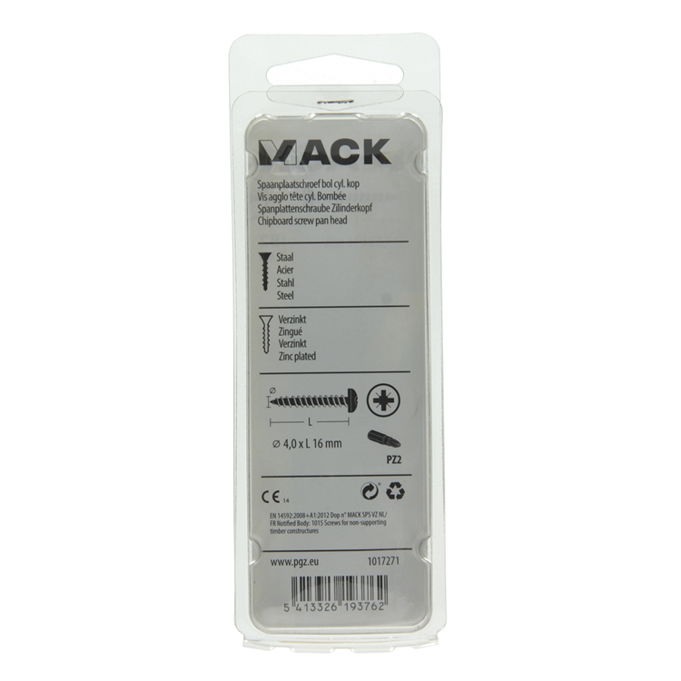 Mack 1017271 - tornillo para aglomerado cabeza cilíndrica chapado en amarillo 35 piezas 4,0 x 16 mm | 10 piezas