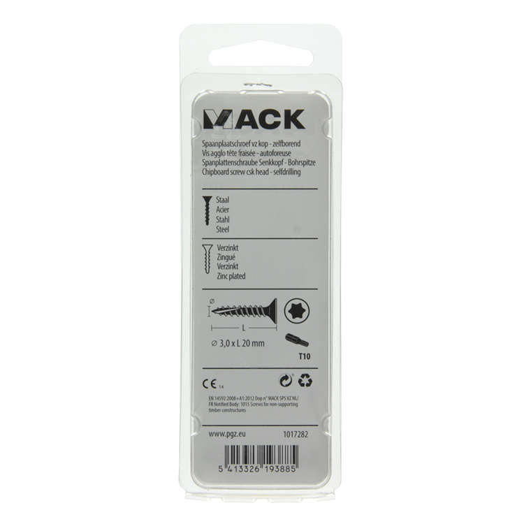 Mack 1017282 - españaplschr.vzkop-selfb. chapado en amarillo 45 piezas 3,0 x 20 mm | 10 piezas
