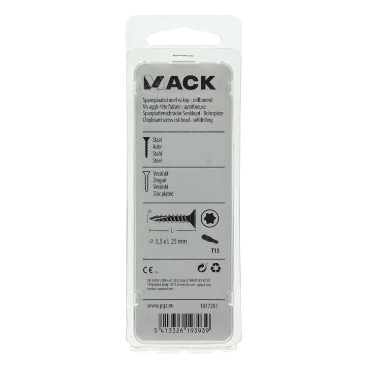 Mack 1017287 - españaplschr.vzkop-selfb. chapado en amarillo .32 piezas 3,5 x 25 mm | 10 piezas