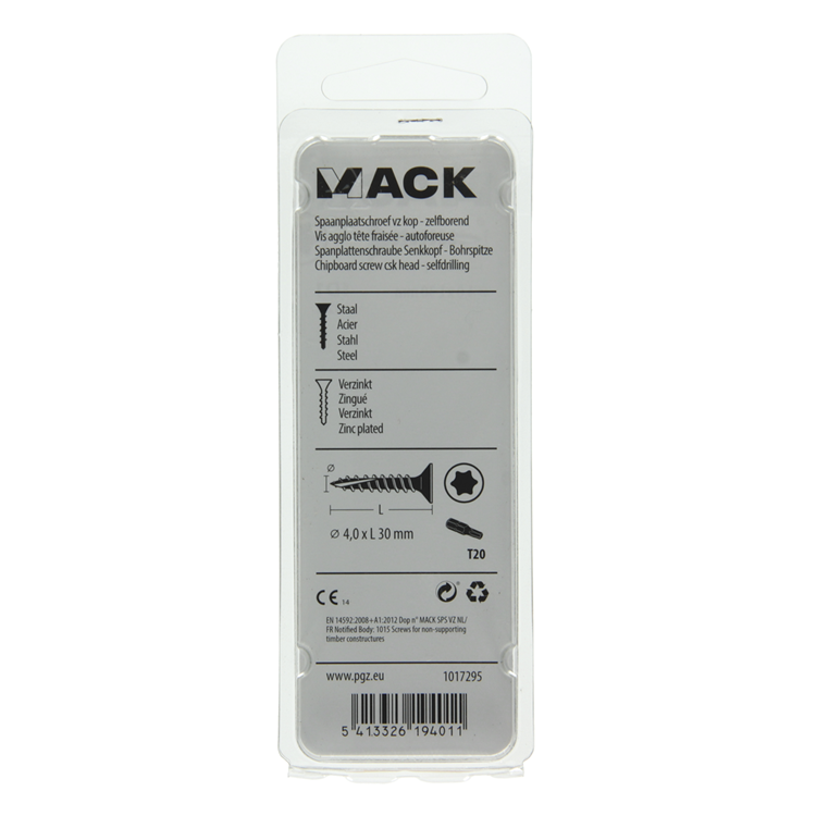 Mack 1017295 - spainplschr.vzkop-automontaje chapado en amarillo 22 piezas 4,0 x 30 mm | 10 piezas