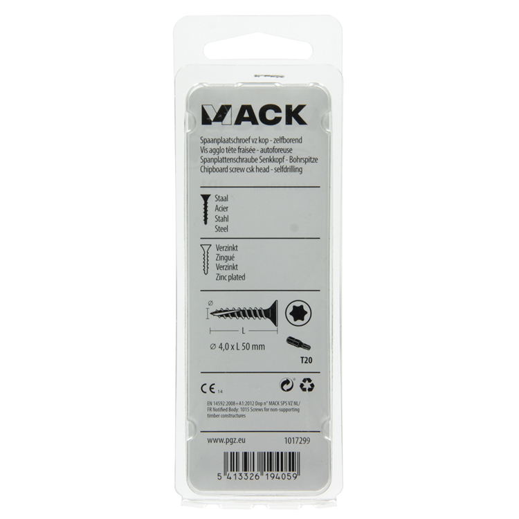 Mack 1017299 - españaplschr.vzkop-selfb. chapado en amarillo 15 piezas 4,0 x 50 mm | 10 piezas