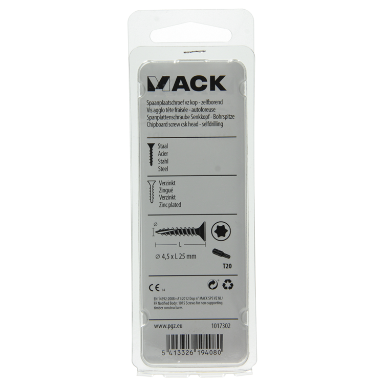 Mack 1017302 - spainplschr.vzkop-automontaje chapado en amarillo 20 piezas 4,5 x 25 mm | 10 piezas