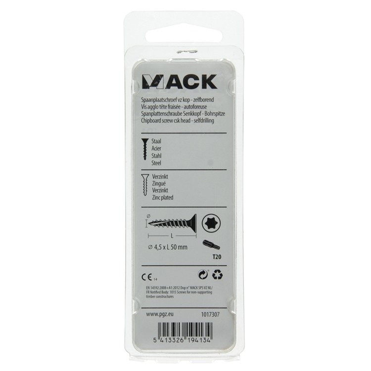 Mack 1017307 - spaanplschr.vzkop-automontaje chapado en amarillo 12 piezas 4,5 x 50 mm | 10 piezas