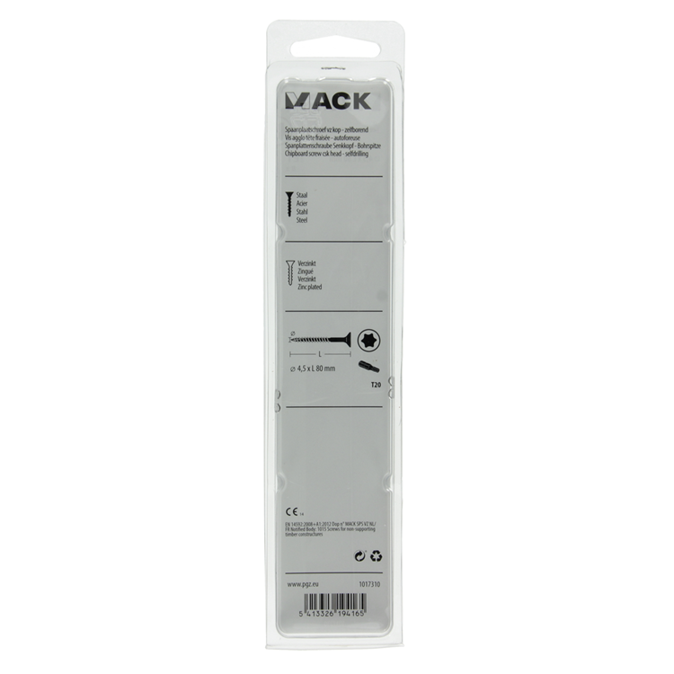 Mack 1017310 - spainplschr.vzkop-automontaje chapado en amarillo 8 piezas 4,5 x 80 mm | 5 piezas