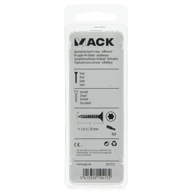 Mack 1017311 - españaplschr.vzkop-selfb. chapado en amarillo 15 piezas 5,0 x 30 mm | 10 piezas