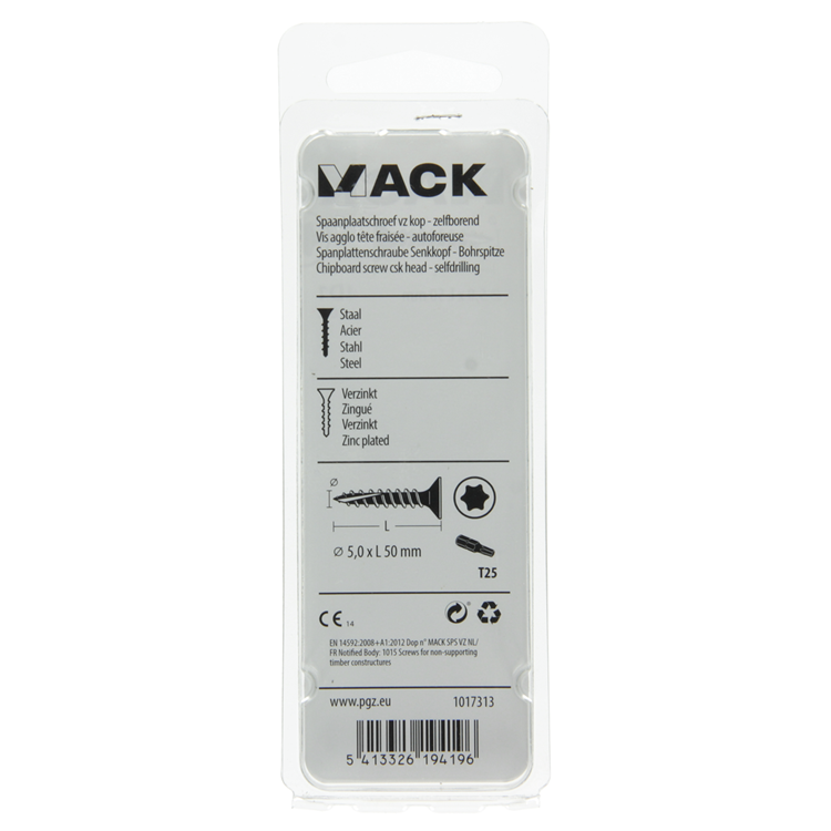 Mack 1017313 - españaplschr.vzkop-selfb. chapado en amarillo 10 piezas 5,0 x 50 mm | 10 piezas